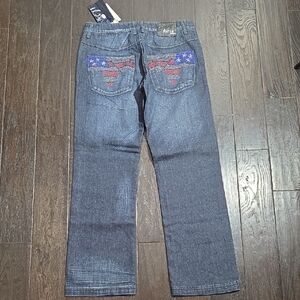 Antik Denim 32X32 Men's Eastwood Crystals Flag Bootleg Denim Jeans